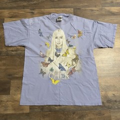 Vintage CHER Farewell Tour T-Shirt Adult Size L Large Butterflies Light Purple