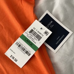 Club Room Men’s ORANGE Cotton Blend T-Shirt, size Large NEW with Tags UPF 25