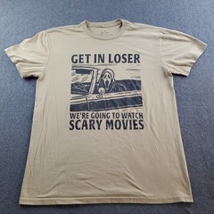 Ghostface Graphic T-Shirt Get In Loser Size Medium Tan Scary Movies