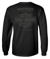Harley-Davidson Men’s Open Bar & Shield Long Sleeve Crew-Neck Shirt, Black