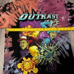 Outkast Bleach Wash Tie Dye Shirt Black Orange Purple Medium Large