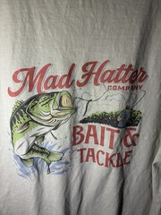 Mad Hatter Co Bait N Tackle Tshirt Xl Mens Comfort Colors Fishing Bass Lure Tee