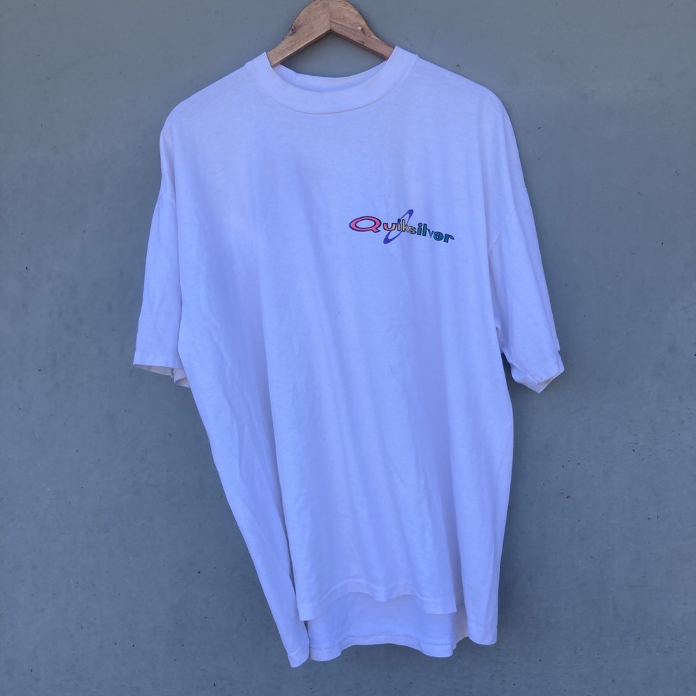 RARE Vintage QUICKSILVER Big Spell Out Single Stitch 90s Made In USA Size XXL