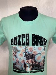 Dutch Bros Coffee T- Shirt Large green Peace Sign Flower Power Hippie Love Work