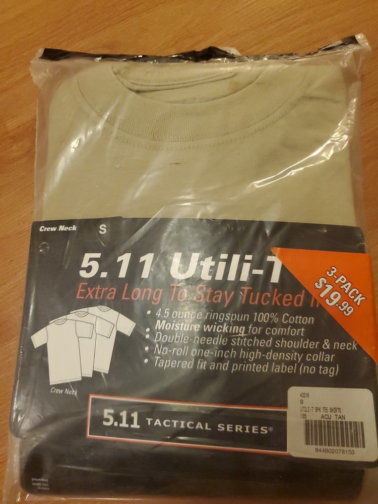 5.11 Tactical Men’s Utili-T 3Pack Short-Sleeve T-Shirt 40016 Sizes S ACU TAN