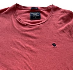 Abercrombie & Fitch Mens T-Shirt M Red Cotton Crewneck Moose Logo Casual Tee