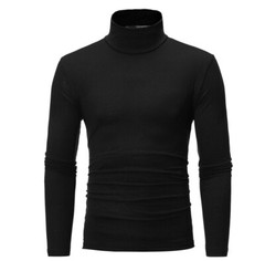 Spring and Autumn Men’s Thin Solid Color Half Turtleneck Long Sleeve T-Shirts