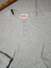 Levis Shirt Mens Large Gray Henley Button Preppy Pullover Casual Long Sleeve Tee