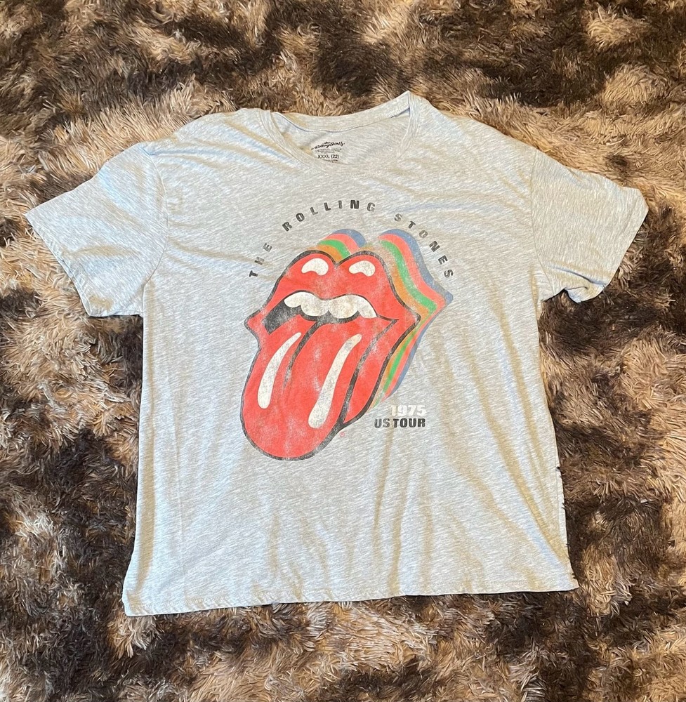 The Rolling Stones 1975 US Tour T-Shirt Gray, woman’s xxxL or men’s L