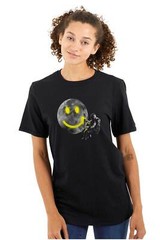 Space Astronaut Moon Happy Face Graffiti Womens or Mens Crewneck T Shirt Tee
