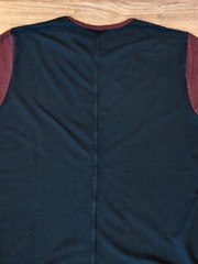 Vince T-Shirt Mens Burgundy Navy Colorblock SS Micro Ribbed Crewneck – L