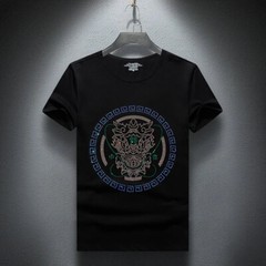 New Fashion Trendy Rhinestones Summer Short Sleeve Luxury Men Streetwear T-Shirt