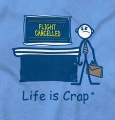 Life Is Crap Airport Traveler Funny Bad Luck Mens Casual Crewneck T Shirts Tees
