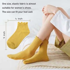 10 Pair Women Ruffle Socks Aesthetic Frilly Ankle Socks Cuff Stocking Knit La…