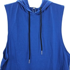 Babioboa Mens size S Basketball Sleeveless Hooded Shirt Drawstring Blue NEW