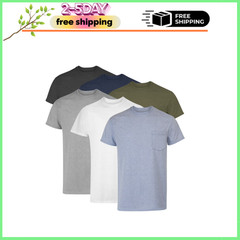 Hanes 6 Pack Pocket T Shirt Assorted Cotton Breathable Undershirt, Size XL