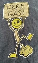 Vintage Free Gas Funny T Shirt Stick Figure Mens Size XL