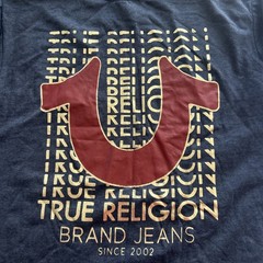 True Religion Men’s Medium Waterfall Metallic Horseshoe Logo Graphic T-Shirt