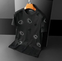 New Men Luxury Diamond Hands Rhinestones Fashion Black T-Shirt High Quality