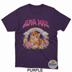 Alpha Male Funny Kitten Rainbow Floral T-Shirt