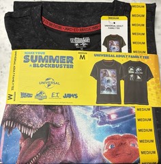 Universal Studios Men’s Medium T-Shirt E.T. Jaws Jurassic Park Black Overdye