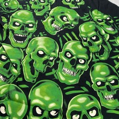 Liquid Blue Men’s 2XL Green Skulls T-Shirt 2017 NEW