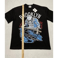 Warren Lotas Brooklyn Skull Graphic T Shirt Black Cotton Made in USA Mens Medium
