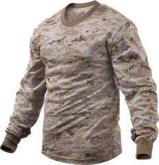 Mens Desert Digital Camouflage Long Sleeve Tactical Military T-Shirt