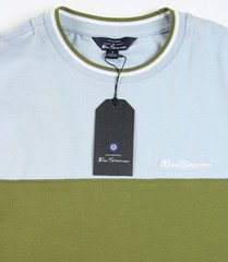 Ben Sherman T Shirt Mens Small Green Blue Colorblock Cotton Crewneck Casual Tee