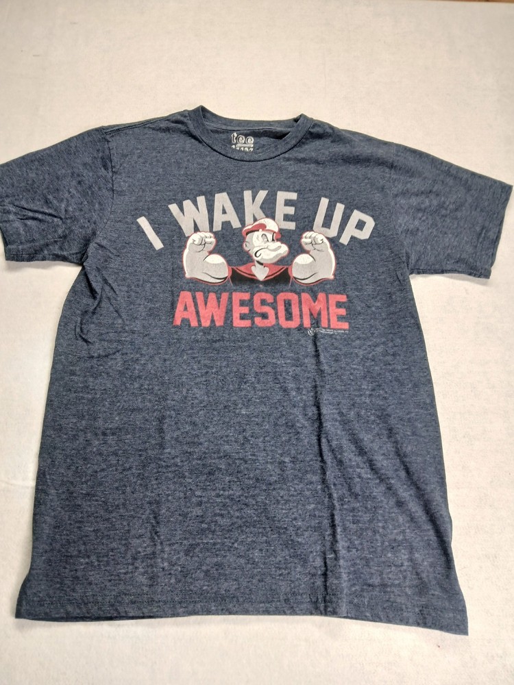 Tee Luv, Popeye T-shirt, Medium, Blue, Tagless Crew Neck Shirt
