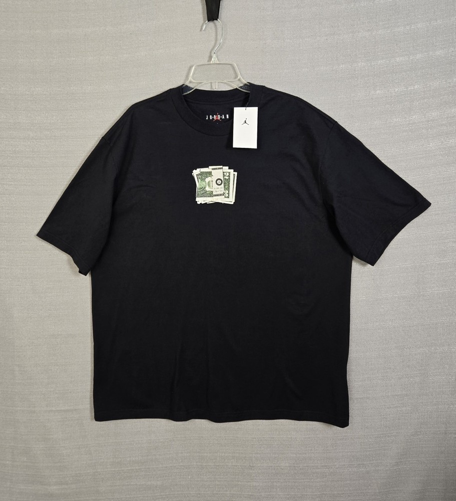 Nike Air Jordan AJ3 T-shirt Large Men Black Pure Money Logo Crewneck Graphic Tee