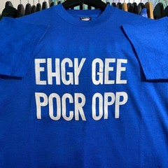 Vintage 90s Humor Quote Fold Up T-shirt Size M Blue Single Stitch Grunge Skater