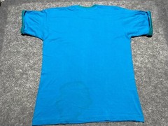 Vtg DISTRESSED Blue Single Stitch 1990’s Shirt sleeve cuff collar Blank L Skate