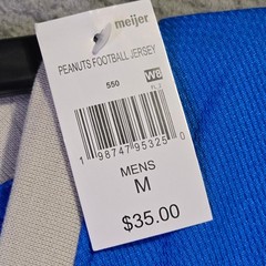 Snoopy Peanuts Football NFL Jersey Shirt Mens Medium Blue Charlie Brown 50 NWT