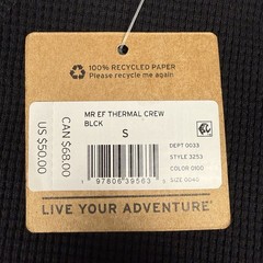 Eddie Bauer NWT Shirt Mens Small Black Crew Neck Long Sleeve Casual Thermal Knit