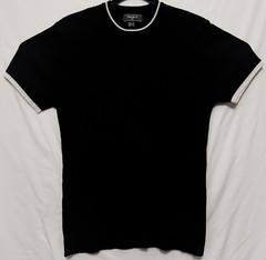 Forever 21 Men’s Black Ribbed Knit Short Sleeve L Sweater Shirt 18″ W X 26.5″ L