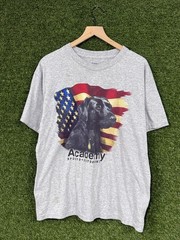 Vintage Academy Labrador Lab Dog Flag America Tee Grey