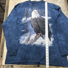 The Mountain Long Sleeve Shirt XL Eagle Winter Scene Blue Graphic Tie Dye Rare