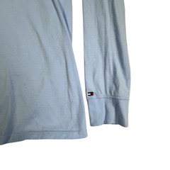Tommy Hilfiger Long Sleeve Graphic Tee Mens Medium Baby Blue Y2K Streetwear