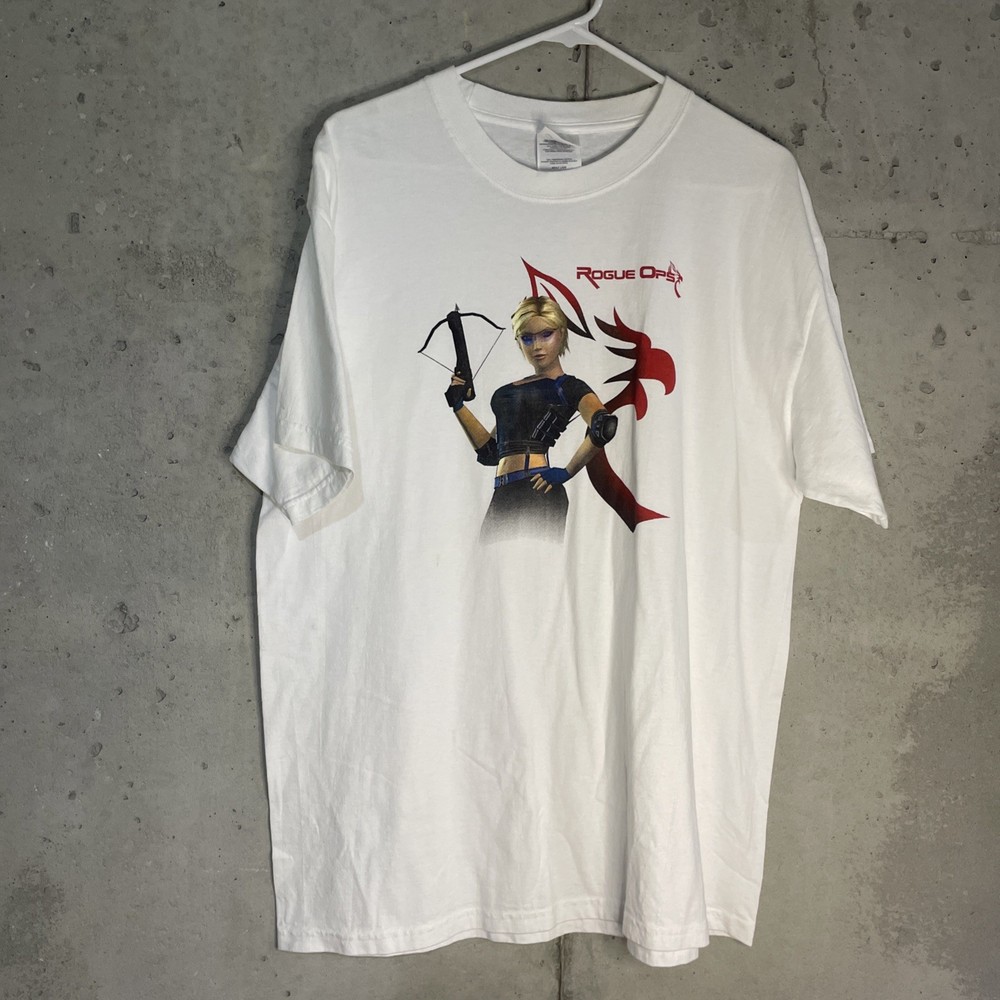 Vintage Rogue Ops Shirt Mens Large White Video Game Promo Tee Graphic 2000s Rare