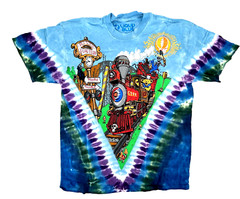 Grateful Dead Casey Jones Tie Dye Liquid Blue T-Shirt Size Large