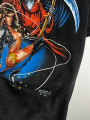 Vintage 80’s 3D Emblem Graphic Biker Reaper Sexy Tee Shirt Black Mens Rare Sz XL