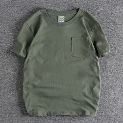 Simple Design Cotton Pocket Washed T-Shirt for MenBasic Style with Pure Color