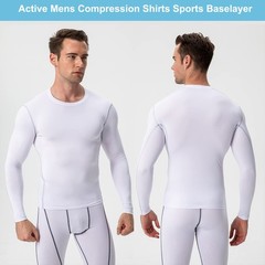 White Compression Shirt Men Long Sleeve Quick Dry Athletic T-Shirts Gym Tops …