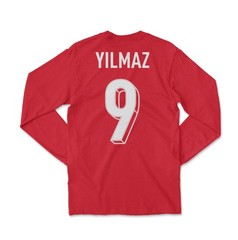 Turkiye Yilmaz 9 Soccer Inspired Jersey Style Long Sleeve T-Shirt