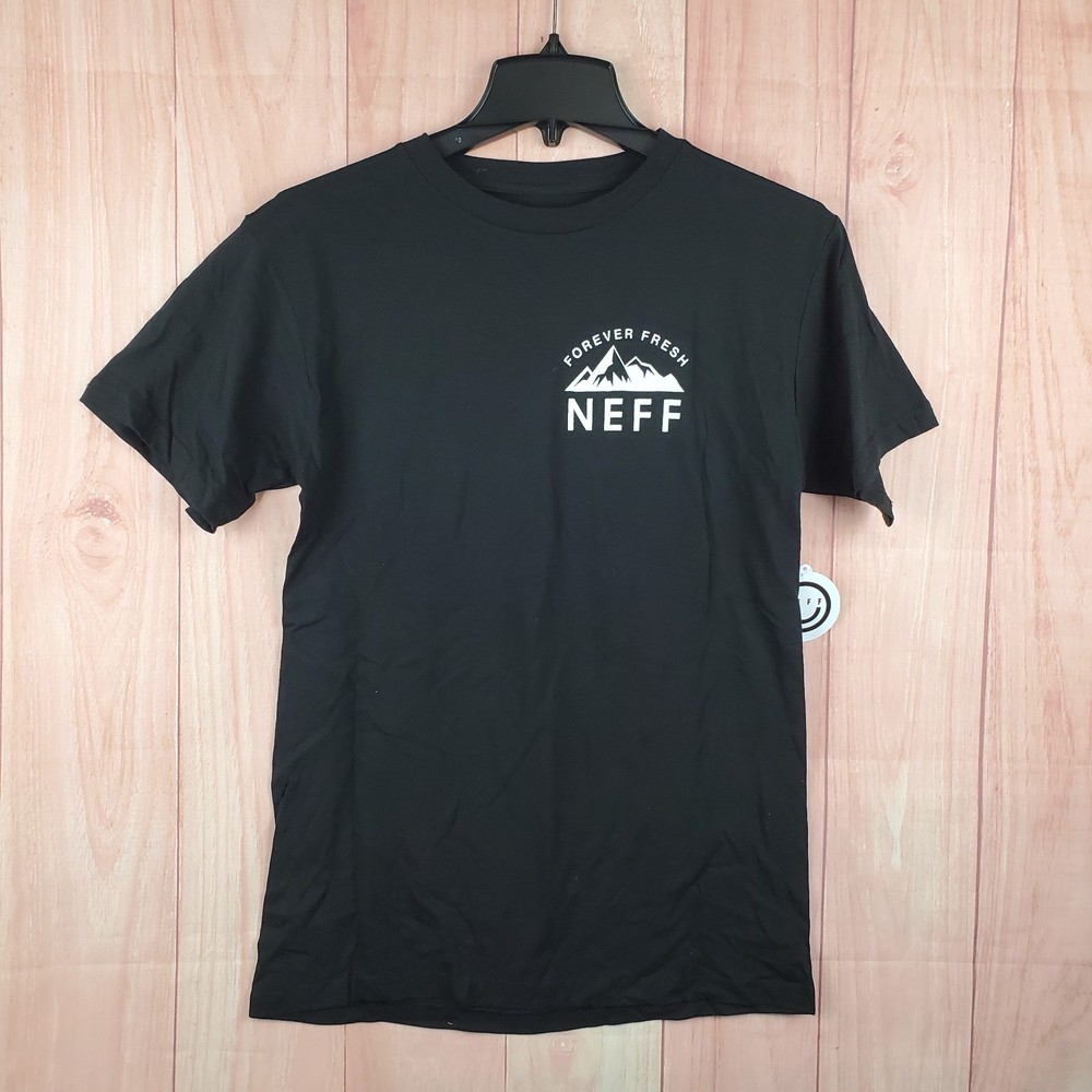 Neff Forever Fresh T Shirt Men Small Black Mountain Graphic Print Cotton Outdoor