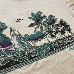 Vintage 90s California Tshirt L Palm Tree Nature Beach Single Stitch Teal Purple