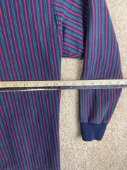 Vintage Lands’ End Henley T-Shirt Mens XL Cotton Stripes Ribbed Long Sleeve Blue