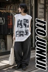 Junji Ito Tomie Uzumaki Spiralized Horror Manga Sleeveless Shirt XL White New