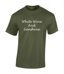 WHITE WINE & SUNSHINE MENS T SHIRT COOL HOLIDAY CLOTHING SUMMER CASUAL TOP